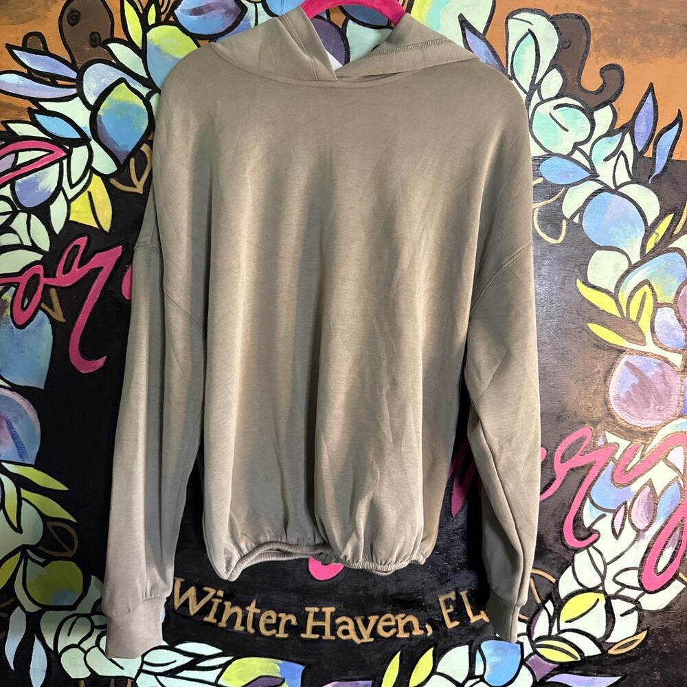 Nine Britton Knit Bubble Hem Hoodie, Olive, XS